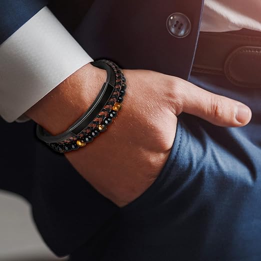 bracelet cuir pour homme - Essentieldubienetre