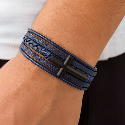 bracelet-cuir-pour-homme-croix-fermoir-magnetique-acier-inoxydable