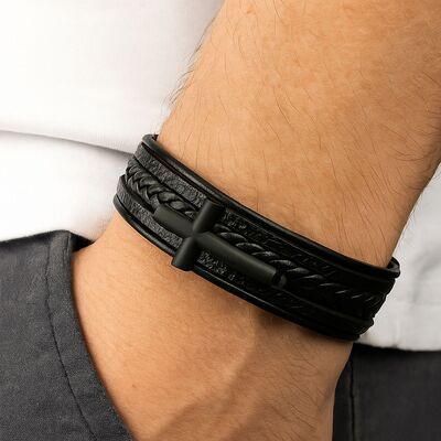bracelet-cuir-pour-homme-croix-fermoir-magnetique-cuir-veritable