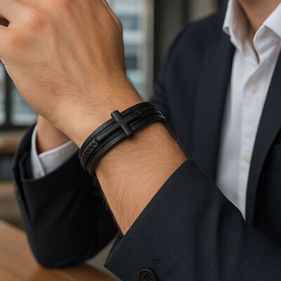 bracelet-cuir-pour-homme-croix-fermoir-magnetique-spirituel