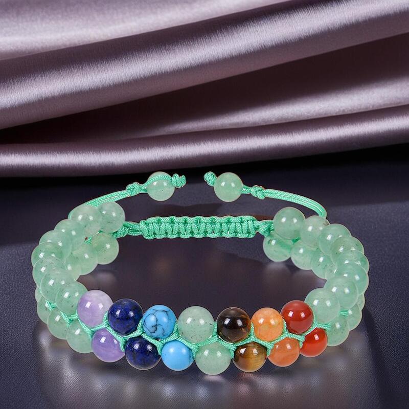 bracelet-femme-en-perle-Aventurine-verte-7chakras-ajustable