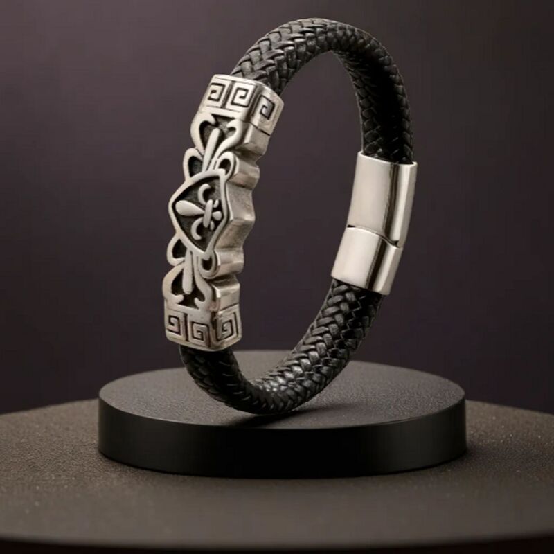 bracelet-homme-cuir-corde-tressee-acier-inoxydable-energie