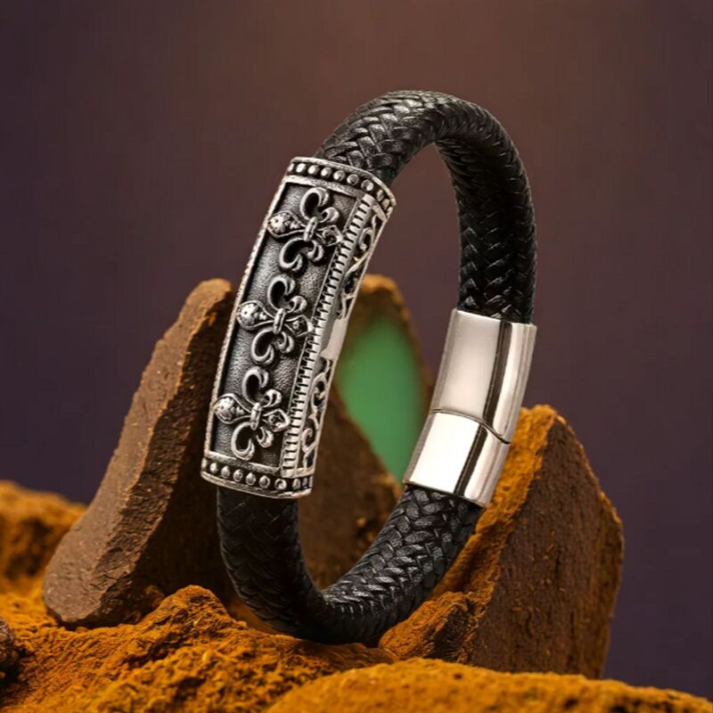 bracelet-homme-cuir-corde-tressee-acier-inoxydable-haute-qualite-energique