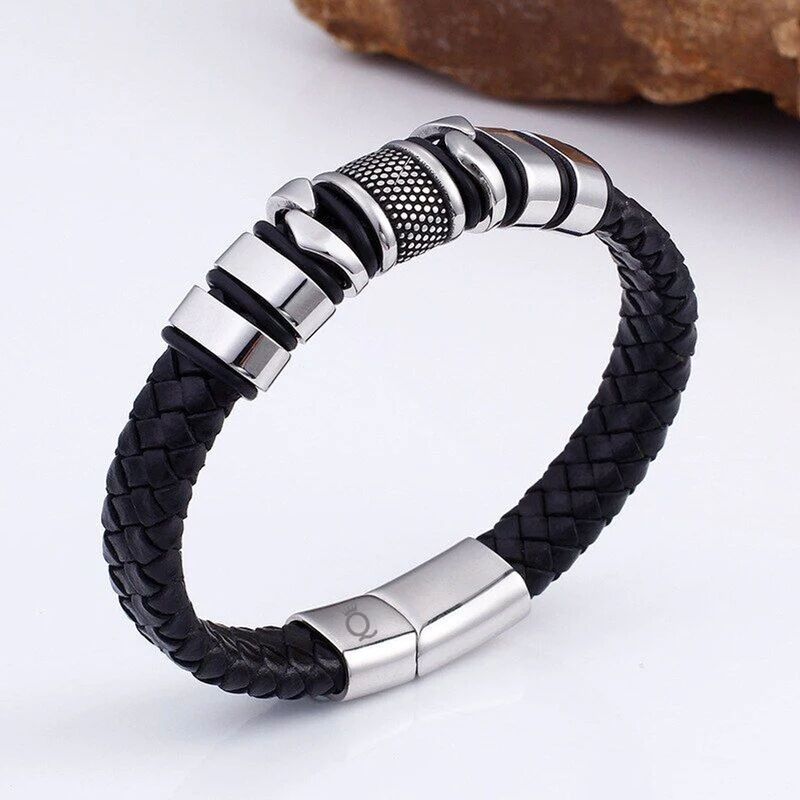 bracelet-homme-cuir-corde-tressee-acier-inoxydable-tendance