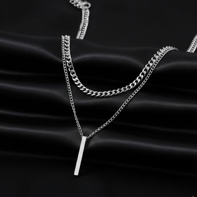 collier acier inoxydable pour homme chaine superposes