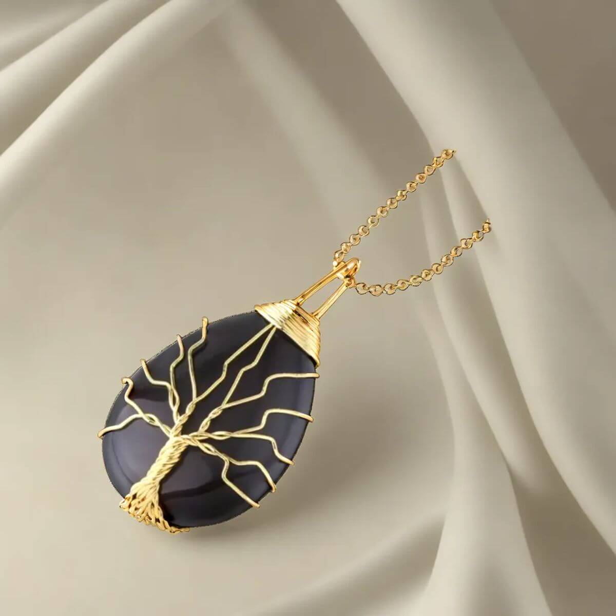 collier pierre naturelle | agate noire