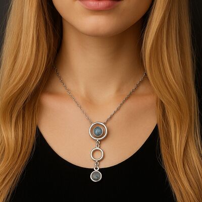 collier pierres naturelles | opale bleue argent 925 rhodié