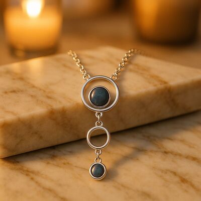 collier pierres naturelles | opale bleue argent 925 rhodié