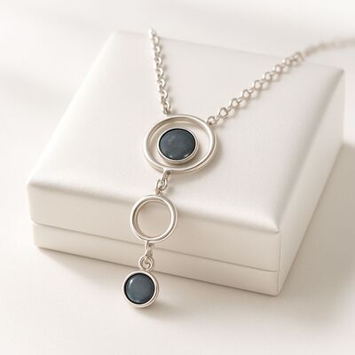 collier pierres naturelles | opale bleue argent 925 rhodié