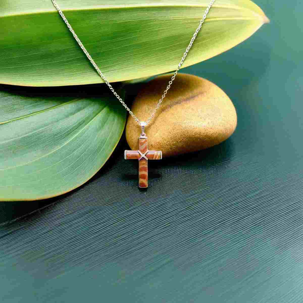pendentif croix | Jaspe - Essentieldubienetre
