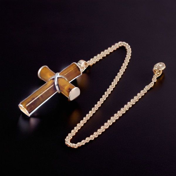 pendentif croix | Ćil de tigre - Essentieldubienetre