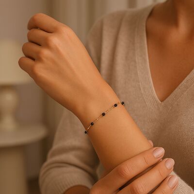 Bracelet-Femme-Argent-spinelle-noir-afrique