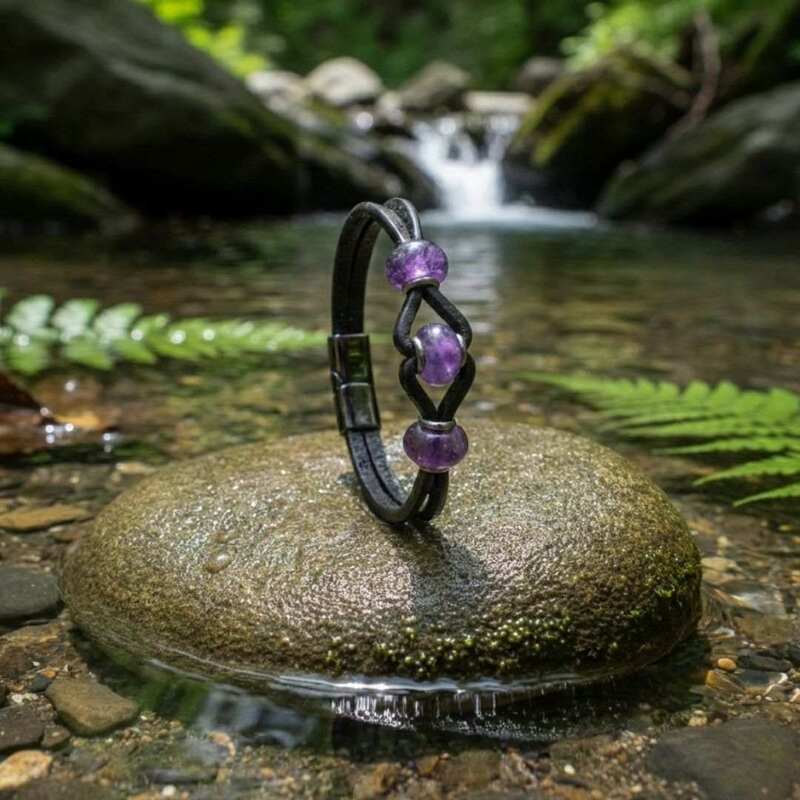 Bracelet amethyste homme zen equilibre harmonie