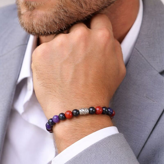 Bracelet astrologique Belier pierres energetiques jaspe rouge homme