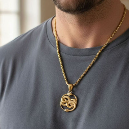 Pendentif-Homme-Serpent-Acier-Inoxydable-304couleur-or