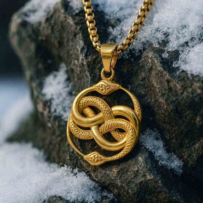 Pendentif-Homme-Serpent-Acier-Inoxydable-couleur-or