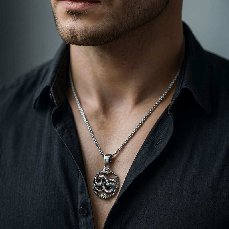 Pendentif-Homme-Serpent-Acier-Inoxydable-punk