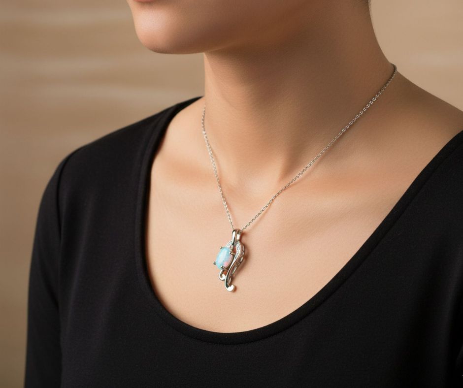 Pendentif-femme-pierre-Australienne-argent-oxyde-zirconium