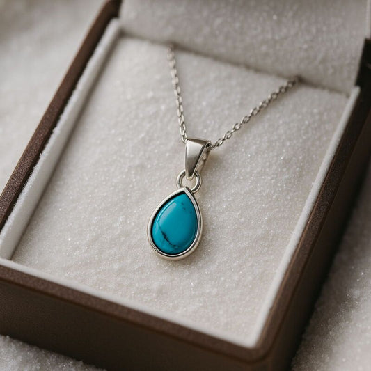 pendentif femme | turquoise bleue argent rhodié