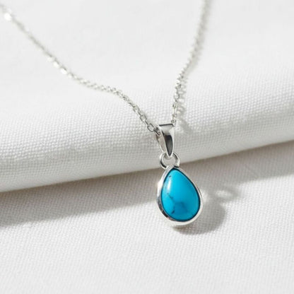 pendentif femme | turquoise bleue argent rhodié