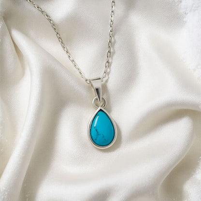 pendentif femme | turquoise bleue argent rhodié