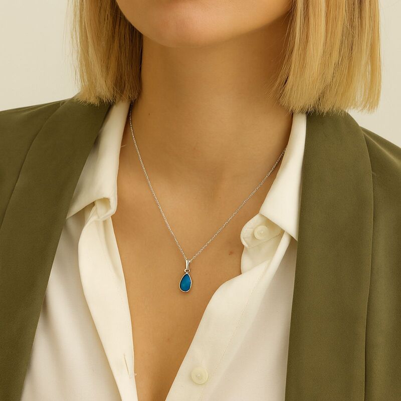 pendentif femme | turquoise bleue argent rhodié