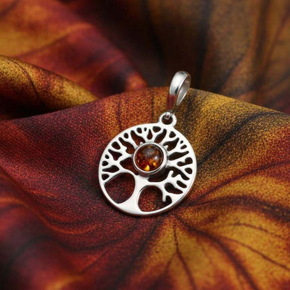 pendentifs | arbre de vie ambre argent rhodié spirituel
