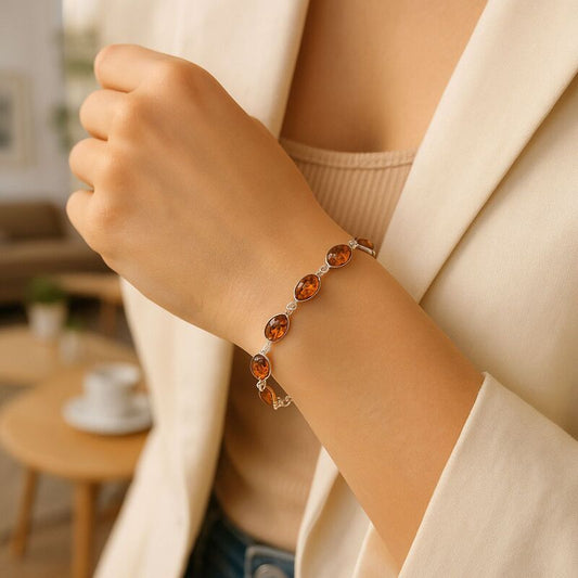 bracelet-ambre-Cognac-en-argent-rhodie-925-perle-ovale