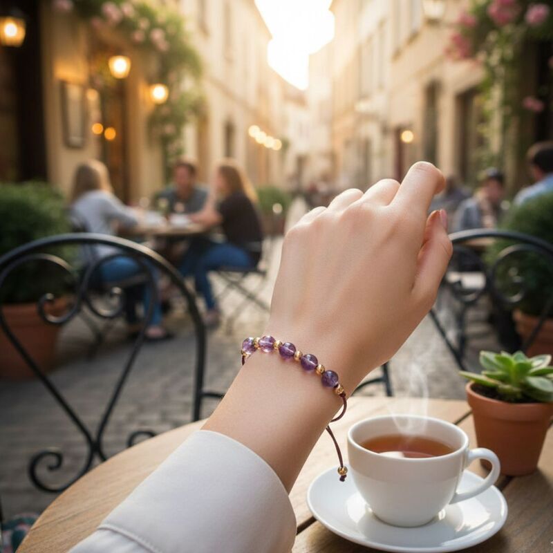 bracelet amethyste femme pierre naturelle macrame
