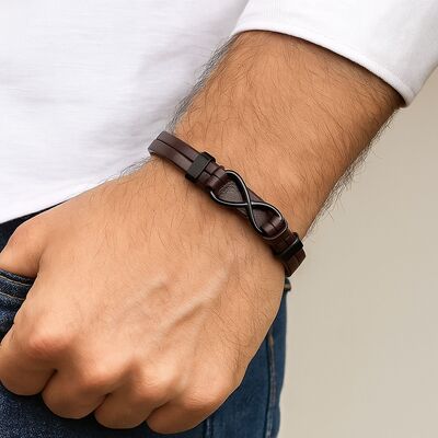 bracelet-cuir-Pour-Hommes-infini-avec-fermoir-magnetique-symbole-infini