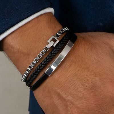bracelet-cuir-acier-inoxydable-pour-hommes-acier