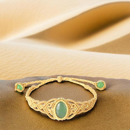 bracelet-en-aventurine-ovale-Cabochon-en-corde-tressee