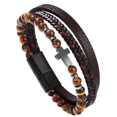 bracelet-en-cuir-homme-croix-et-pierres-naturelles-bijou-en-cuir
