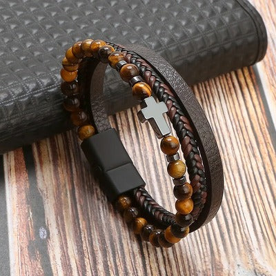 bracelet-en-cuir-homme-croix-et-pierres-naturelles-oeil-de-tigre