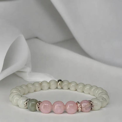 bracelet en pierre de lune | labradorite et quartz rose pour femme - Essentieldubienetre