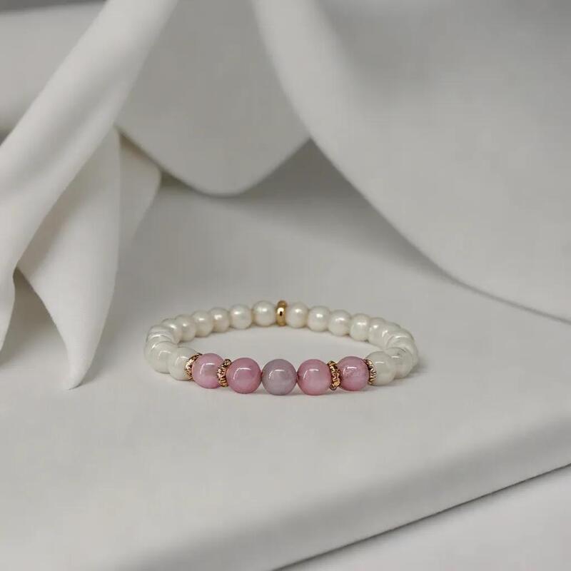 bracelet en pierre de lune | labradorite et quartz rose pour femme - Essentieldubienetre