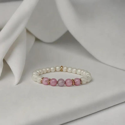 bracelet en pierre de lune | labradorite et quartz rose pour femme - Essentieldubienetre