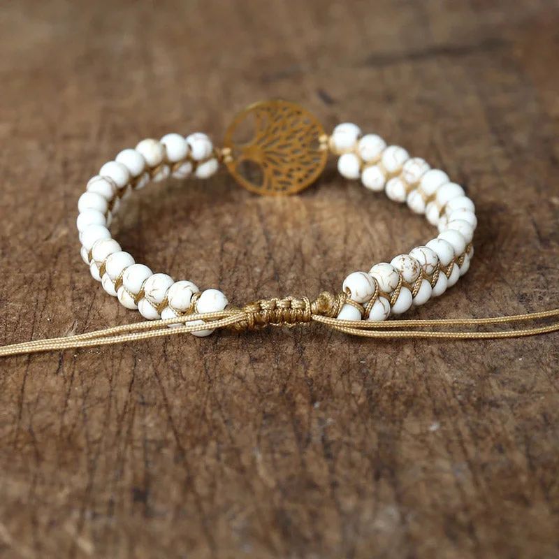 bracelet en pierre | howlite blanche arbre de vie - Essentieldubienetre