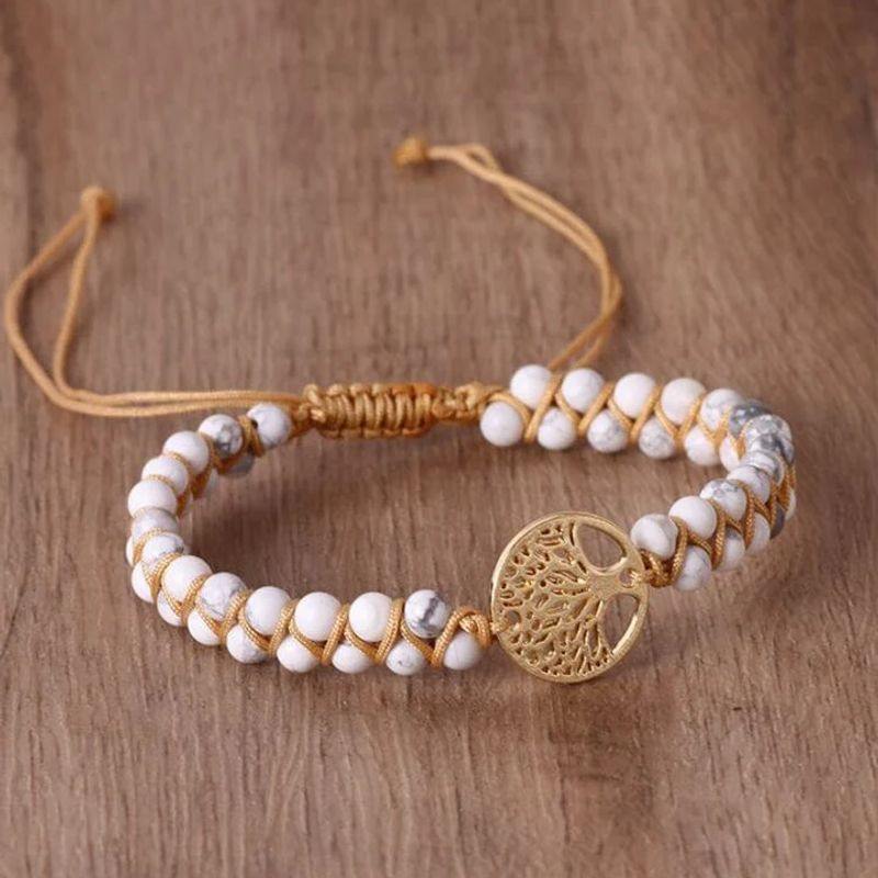 bracelet en pierre | howlite blanche arbre de vie - Essentieldubienetre