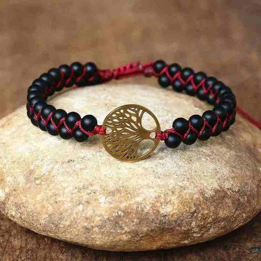 bracelet en pierre | onyx noir arbre de vie - Essentieldubienetre