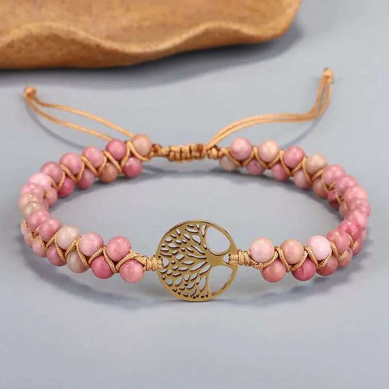 bracelet en pierre | Rhodonite arbre de vie - Essentieldubienetre