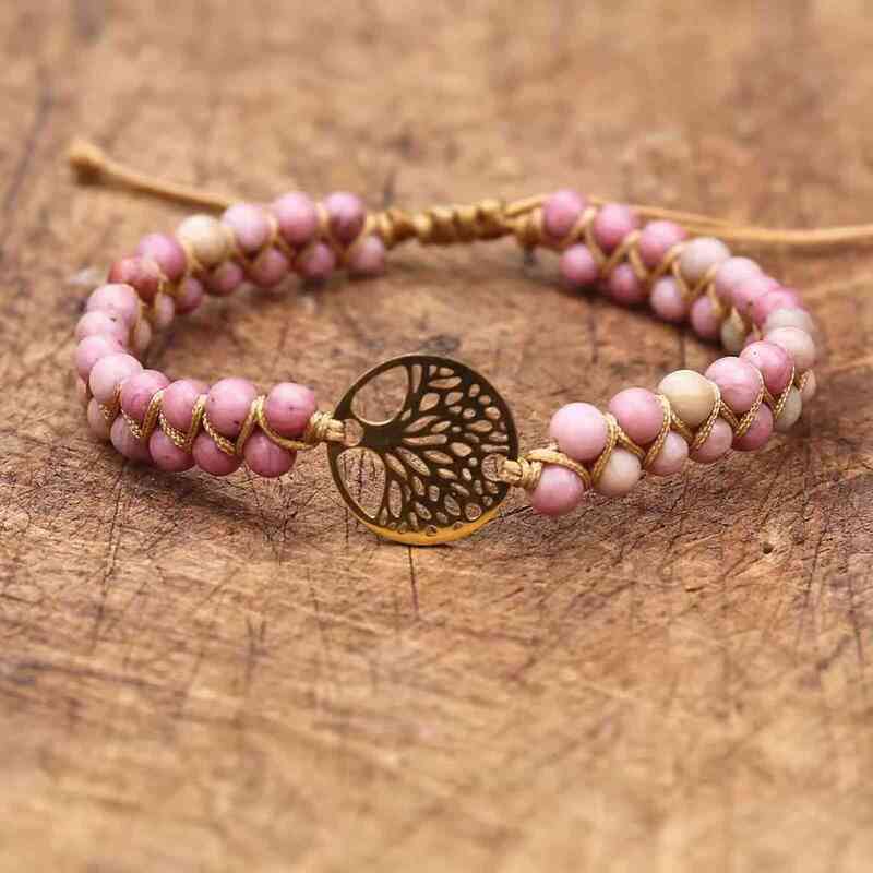 bracelet en pierre | Rhodonite arbre de vie - Essentieldubienetre