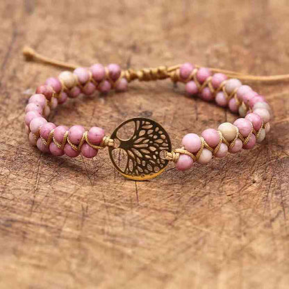 bracelet en pierre | Rhodonite arbre de vie - Essentieldubienetre