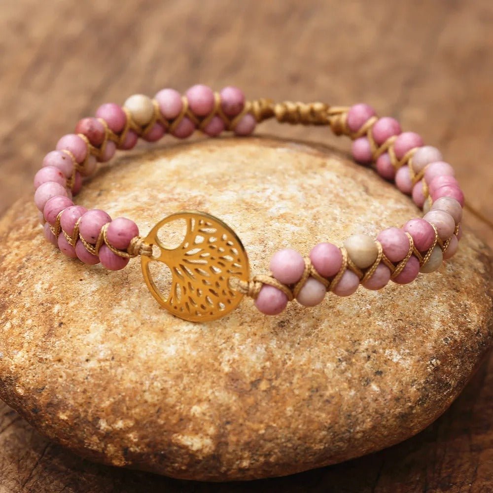 bracelet en pierre | Rhodonite arbre de vie - Essentieldubienetre