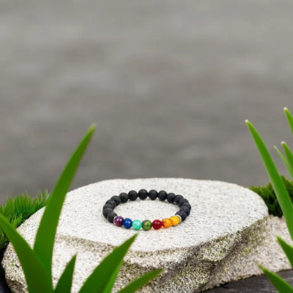 bracelet en pierres naturelles | Équilibre Infini™ 7 chakras et pierre de lave