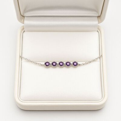 bracelet | femme améthyste argent rhodié 925 - Essentieldubienetre