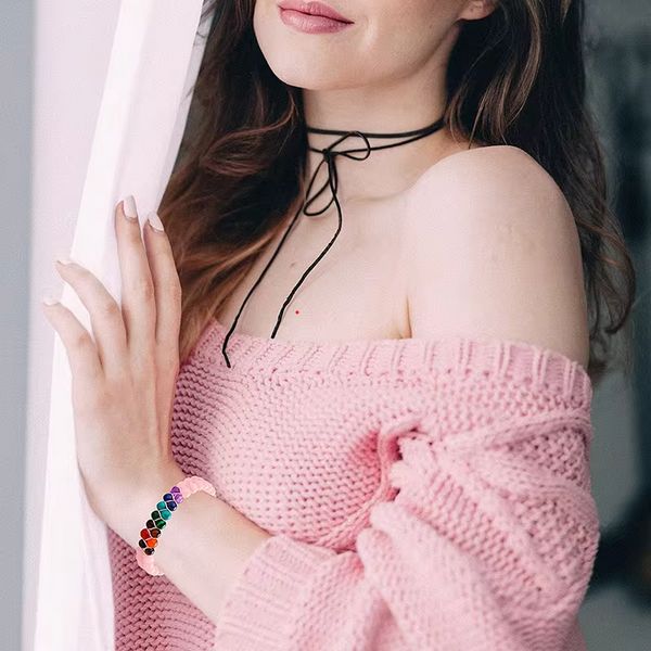 bracelet femme en perle | agate rose 7 chakras