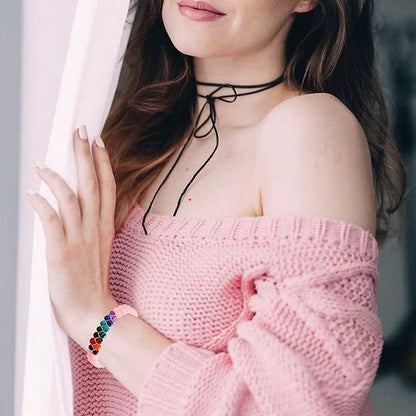 bracelet femme en perle | agate rose 7 chakras