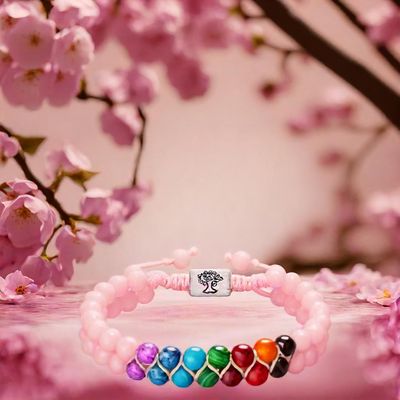 bracelet-femme-en-perle-rose-7-Chakra-pierre-semi-precieuse-Bracelet-agate-rose-6mm