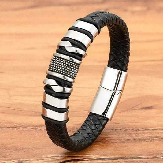 bracelet-homme-cuir-corde-tressee-acier-inoxydable-blanc